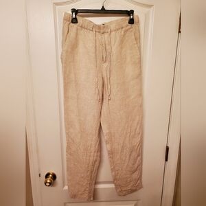 100% Linen Cropped Light Beige Capri Pants.  H&M. High Waist. 28x26